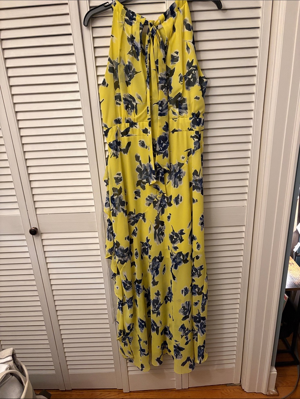 Eliza J Yellow Floral Halter Ruffle Maxi Dress - Picture 4 of 8